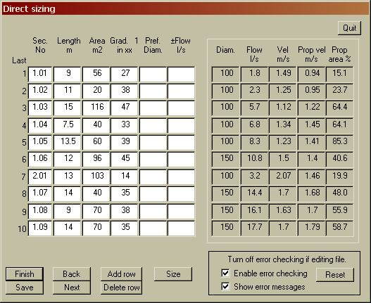 Direct sizing screen